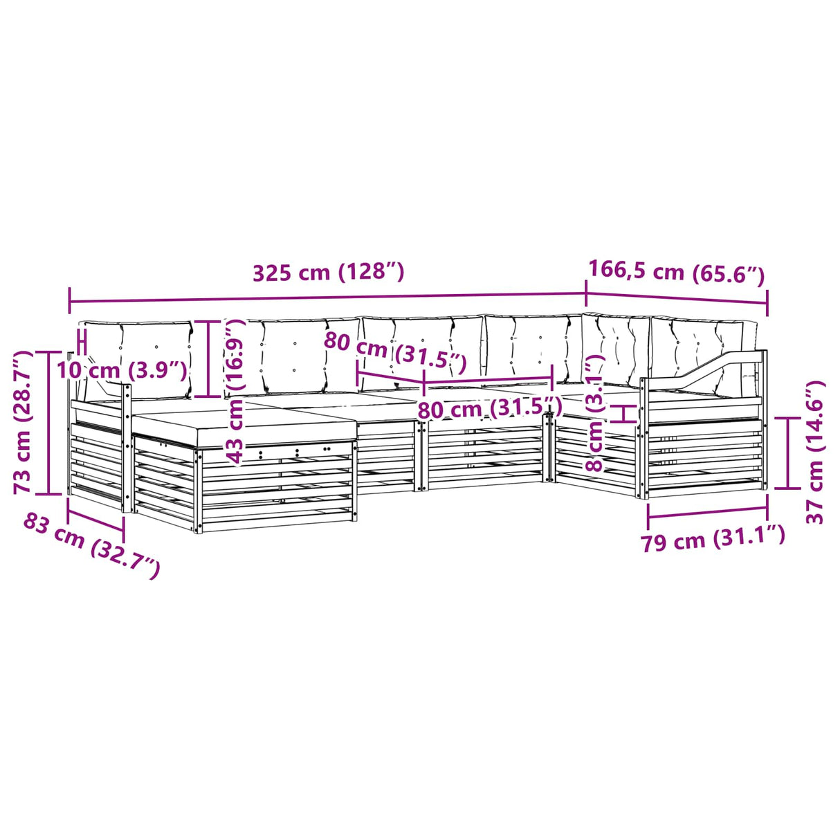 Outdoor Sofa Set with Cushion 6 pcs Natural and Anthracite