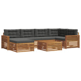 Outdoor Sofa Set with Cushion 7 pcs Natural and Anthracite - Front View