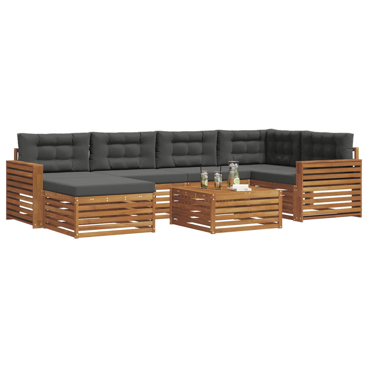 Outdoor Sofa Set with Cushion 7 pcs Natural and Anthracite