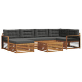 Outdoor Sofa Set with Cushion 7 pcs Natural and Anthracite - Front View