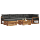 Outdoor Sofa Set with Cushion 7 pcs Natural and Anthracite
