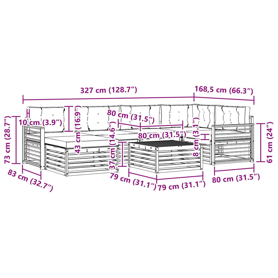 Outdoor Sofa Set 7 pcs 6-Seaters Natural and Anthracite