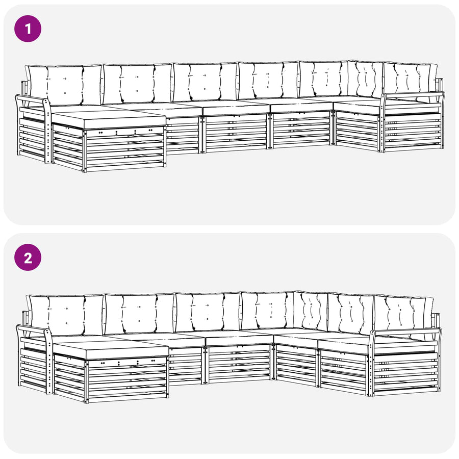 Outdoor Sofa Set 7 pcs 7-Seaters Natural and Anthracite