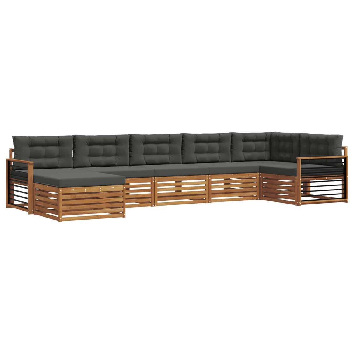 Outdoor Sofa Set with Cushion 7 pcs Natural and Anthracite