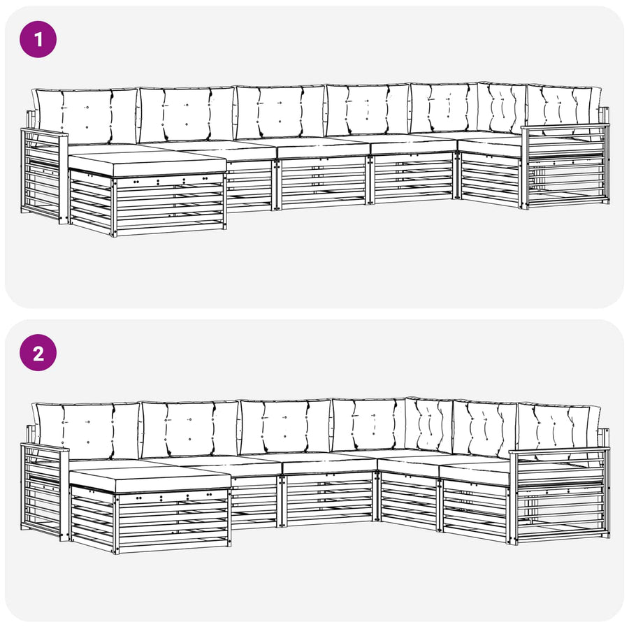 Outdoor Sofa Set 7 pcs 7-Seaters Natural and Anthracite