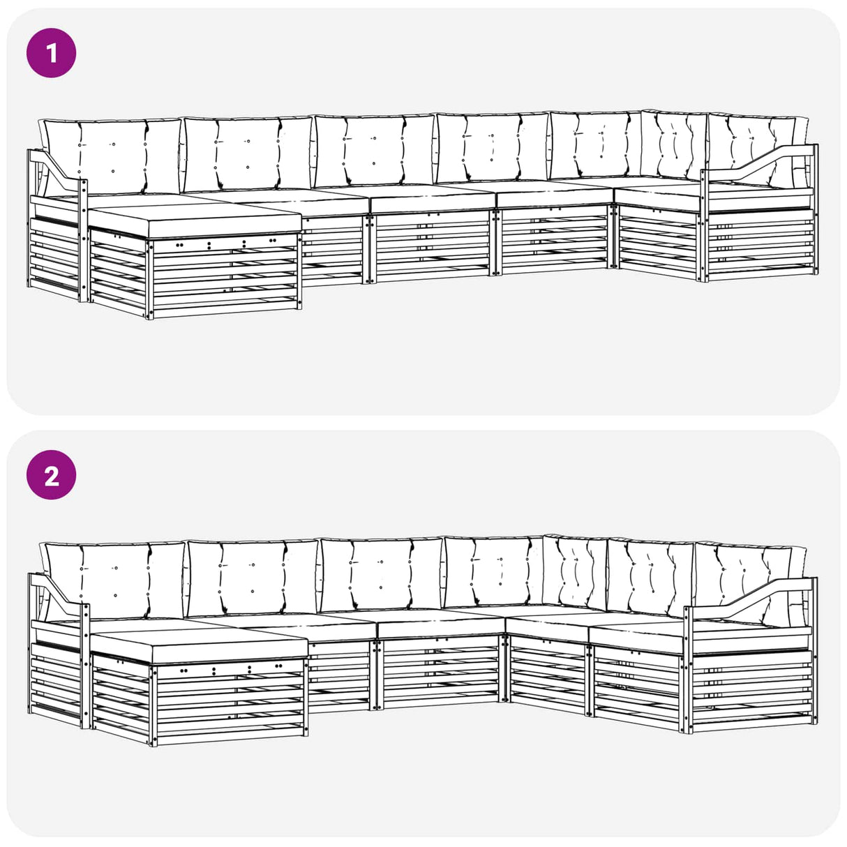 Outdoor Sofa Set with Cushion 7 pcs Natural and Anthracite