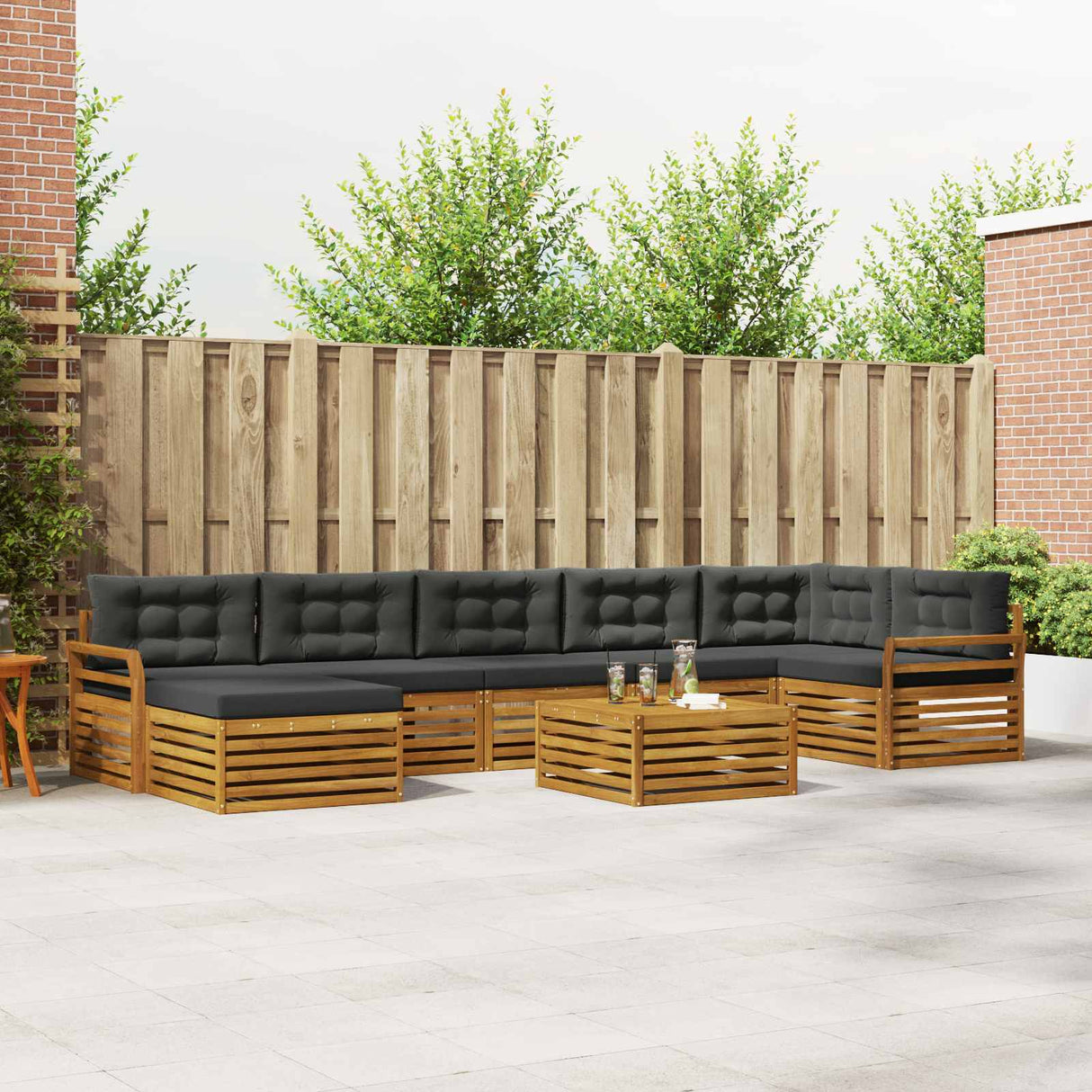 Outdoor Sofa Set with Cushion 8 pcs Natural and Anthracite