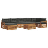 Outdoor Sofa Set with Cushion 8 pcs Natural and Anthracite - Front View