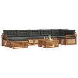 Outdoor Sofa Set with Cushion 8 pcs Natural and Anthracite - Side View