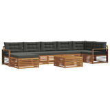 Outdoor Sofa Set with Cushion 8 pcs Natural and Anthracite - Front View
