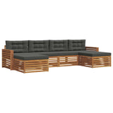 Sofa Sets 6 pcs Natural and Anthracite Solid Acacia Wood