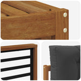 Sofa Sets 6 pcs Natural and Anthracite Solid Acacia Wood
