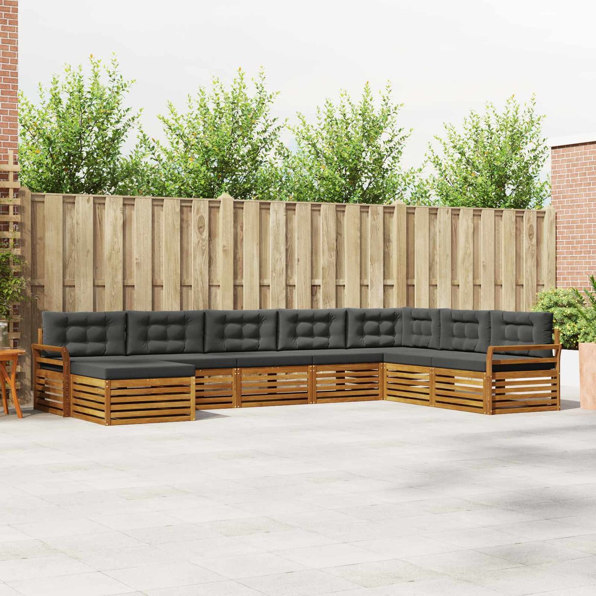 Outdoor Sofa Set with Cushion 8 pcs Natural and Anthracite