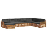 Outdoor Sofa Set with Cushion 8 pcs Natural and Anthracite - Front View