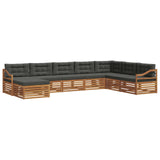 Outdoor Sofa Set with Cushion 8 pcs Natural and Anthracite - Front View