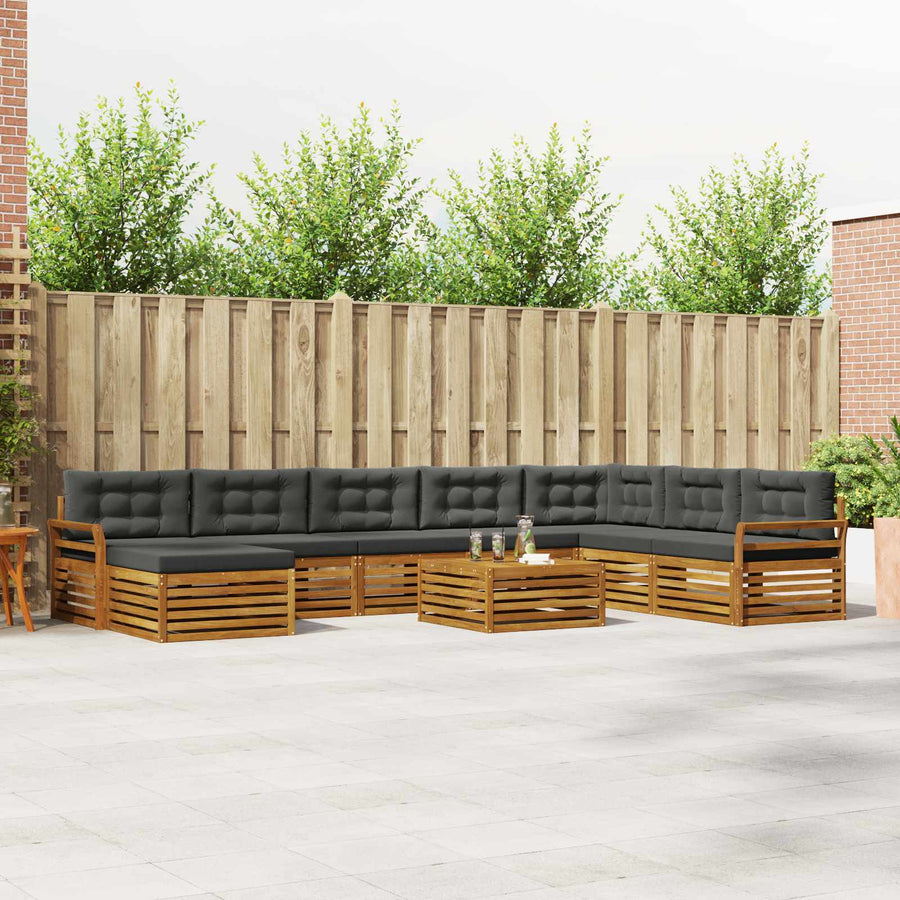 Outdoor Sofa Set 9 pcs 7-Seaters Natural and Anthracite