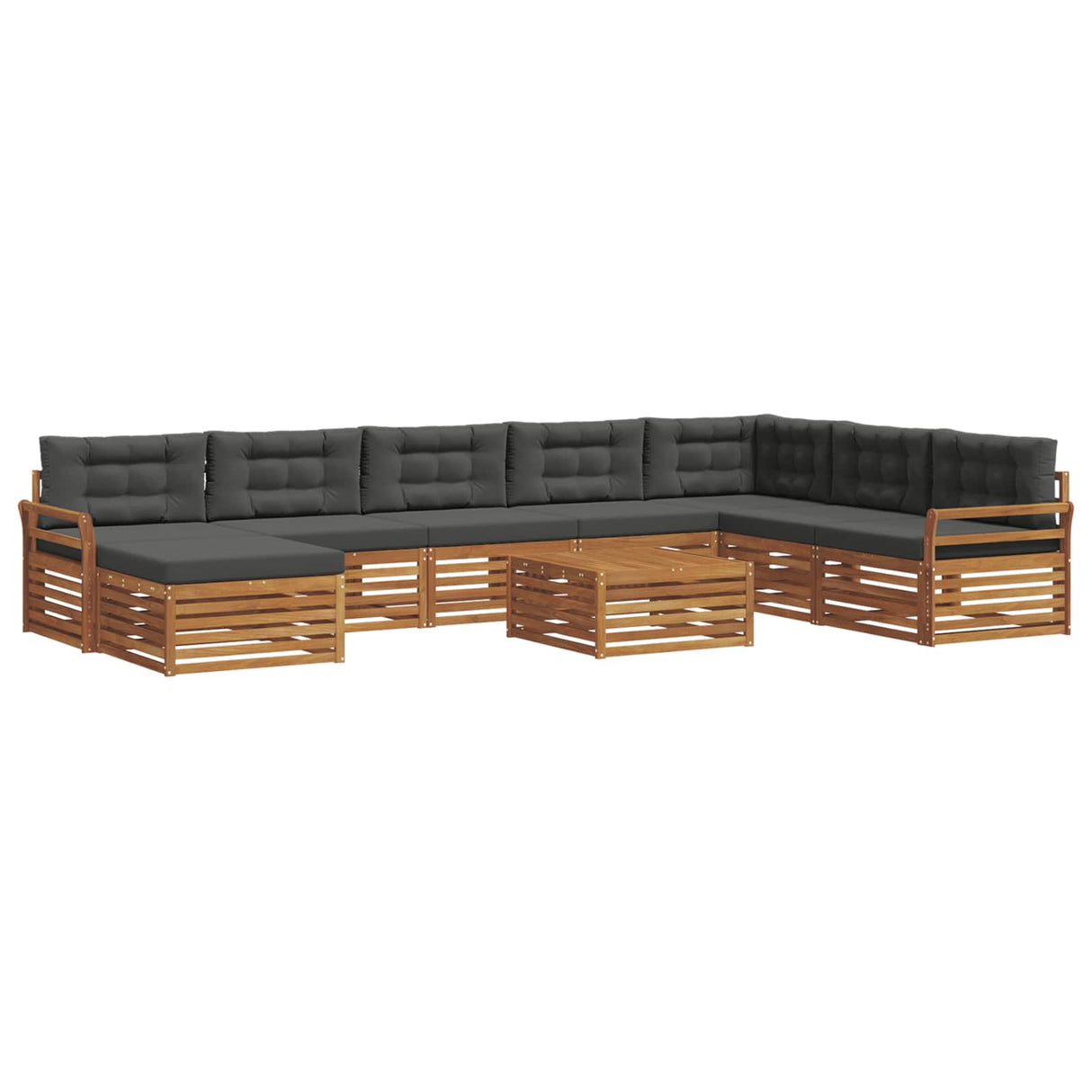 Outdoor Sofa Set 9 pcs Natural and Anthracite Solid Acacia Wood