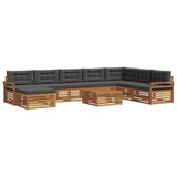 Outdoor Sofa Set 9 pcs Natural and Anthracite Solid Acacia Wood