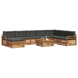 Outdoor Sofa Set 9 pcs Natural and Anthracite Solid Acacia Wood - Side View