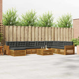 Outdoor Sofa Set 9 pcs Natural and Anthracite Solid Acacia Wood