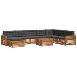 Outdoor Sofa Set 9 pcs Natural and Anthracite Solid Acacia Wood
