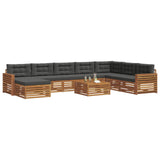 Outdoor Sofa Set 9 pcs Natural and Anthracite Solid Acacia Wood