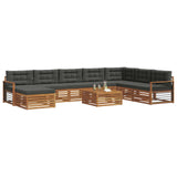 Outdoor Sofa Set 9 pcs Natural and Anthracite Solid Acacia Wood - Side View