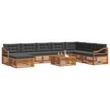 Outdoor Sofa Set 9 pcs Natural and Anthracite Solid Acacia Wood - Side View