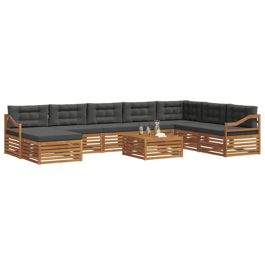 Outdoor Sofa Set 9 pcs 7-Seaters Natural and Anthracite