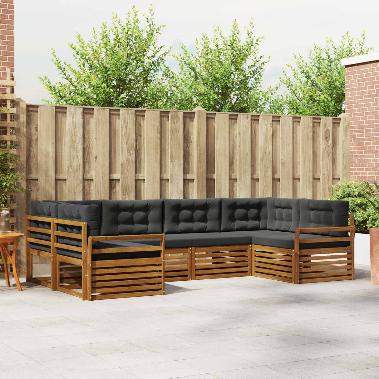 Outdoor Sofa Set with Cushion 6 pcs Natural and Anthracite