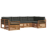 Outdoor Sofa Set with Cushion 6 pcs Natural and Anthracite - Front View