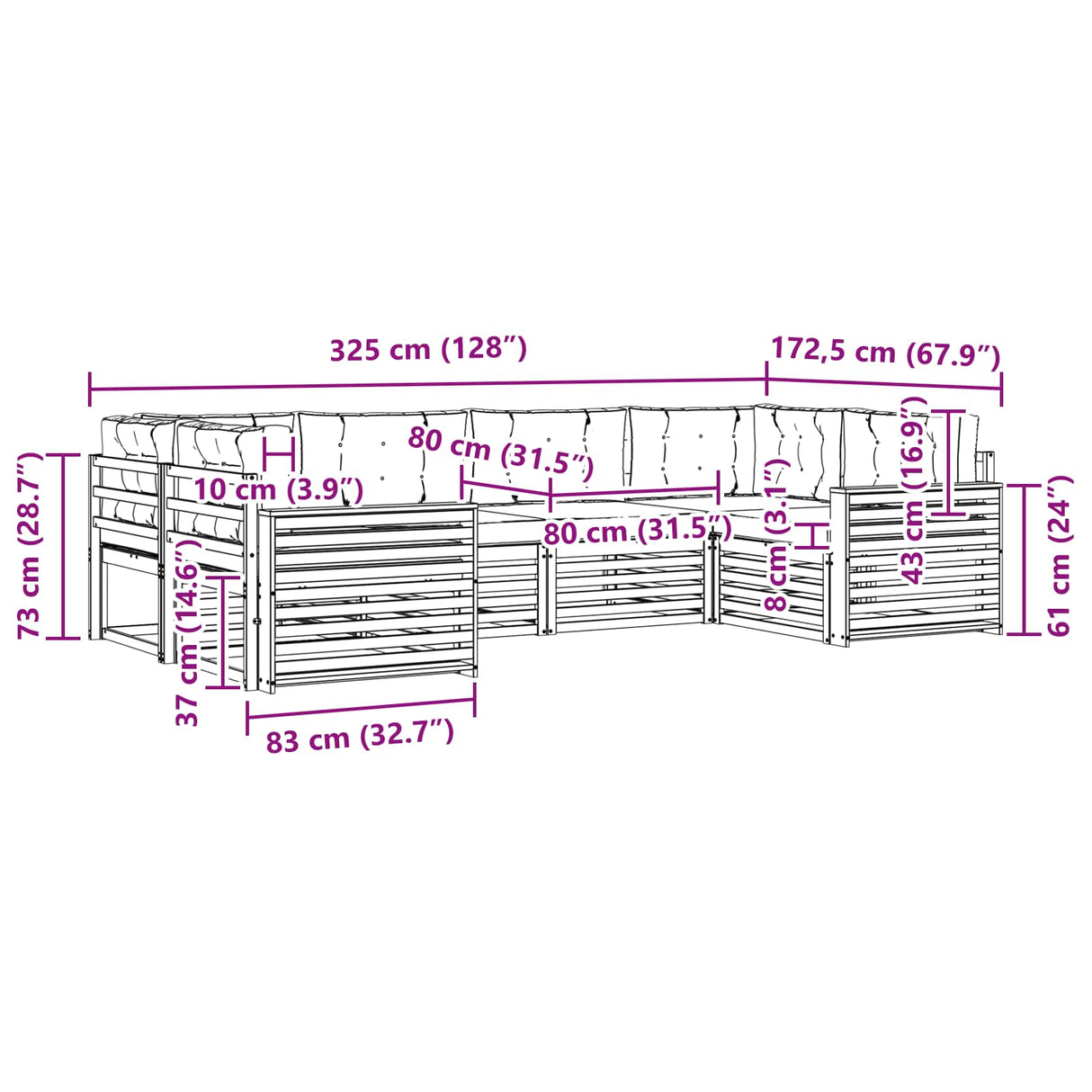 Outdoor Sofa Set with Cushion 6 pcs Natural and Anthracite