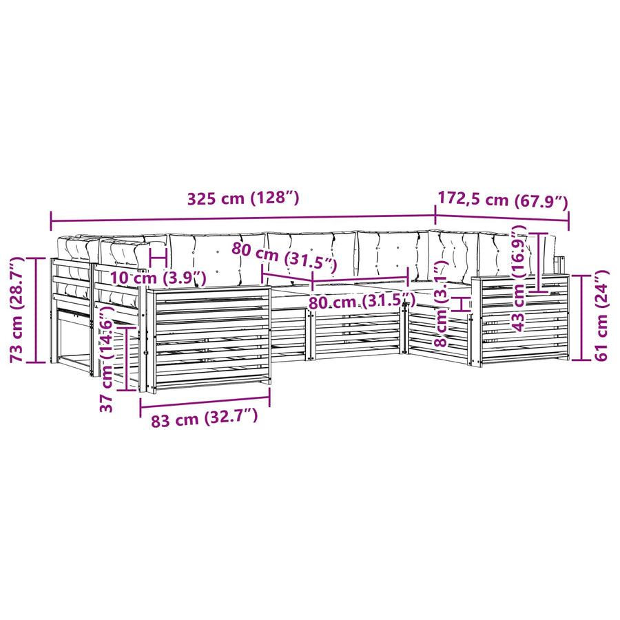 Outdoor Sofa Set 6 pcs 6-Seaters Natural and Anthracite