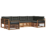 Outdoor Sofa Set with Cushion 6 pcs Natural and Anthracite - Front View