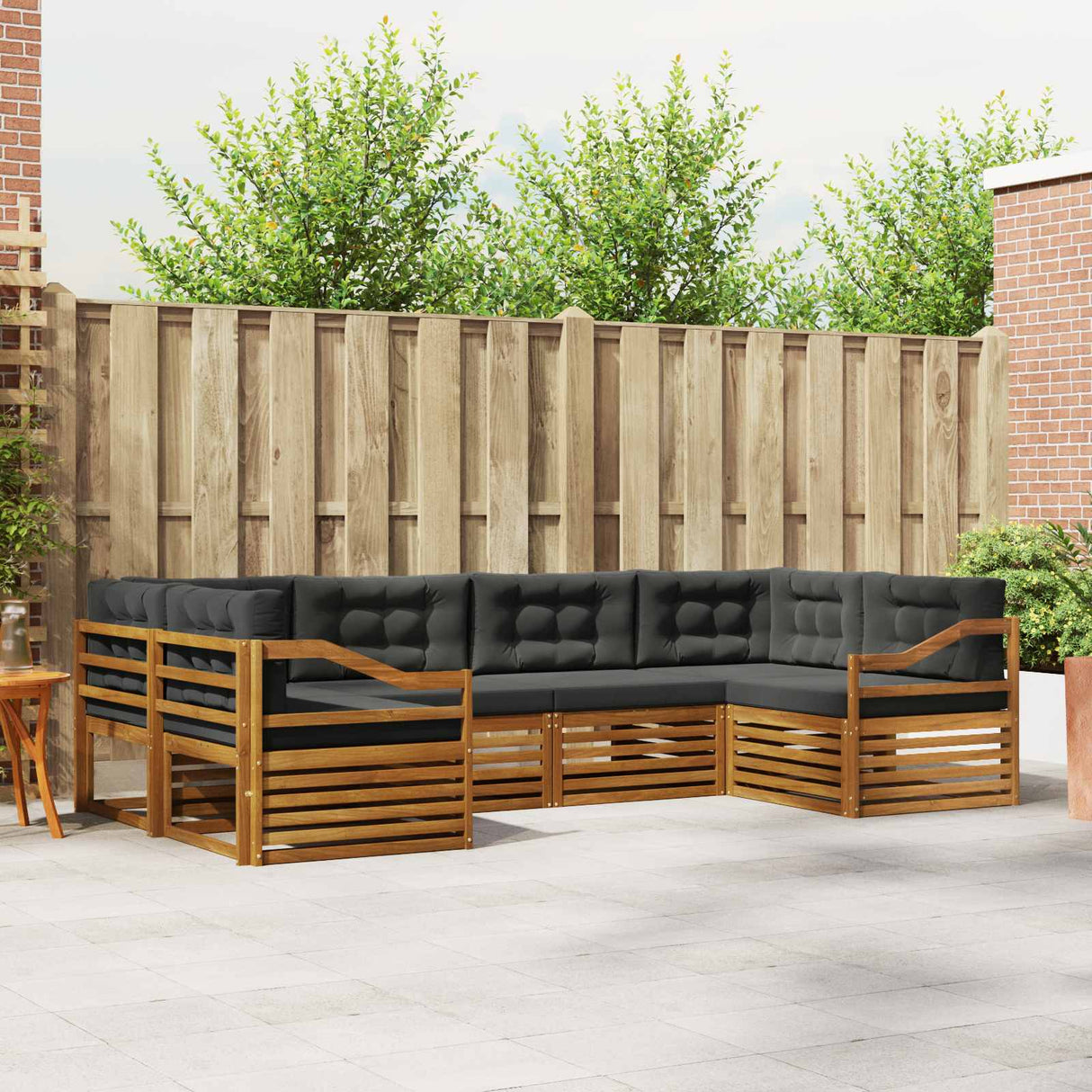 Outdoor Sofa Set with Cushion 6 pcs Natural and Anthracite