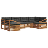 Outdoor Sofa Set with Cushion 6 pcs Natural and Anthracite - Front View
