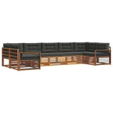 Outdoor Sofa Set with Cushion 7 pcs Natural and Anthracite - Front View