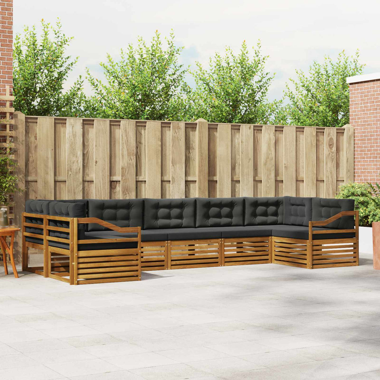 Outdoor Sofa Set with Cushion 7 pcs Natural and Anthracite