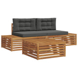 Outdoor Sofa Set with Cushion 3 Piece Natural and Anthracite