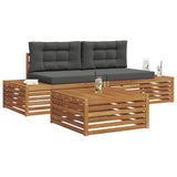 Outdoor Sofa Set with Cushion 3 Piece Natural and Anthracite - Side View