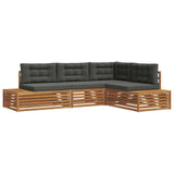 Outdoor Sofa Set with Cushion 4 Piece Natural and Anthracite - Front View