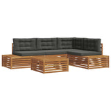 Outdoor Sofa Set with Cushion 5 Piece Natural and Anthracite - Front View