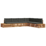 Outdoor Sofa Set with Cushion 6 Piece Natural and Anthracite - Front View