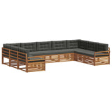 Outdoor Sofa Set 9 pcs Natural and Anthracite Solid Acacia Wood