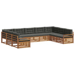Outdoor Sofa Set 9 pcs 9-Seaters Natural and Anthracite