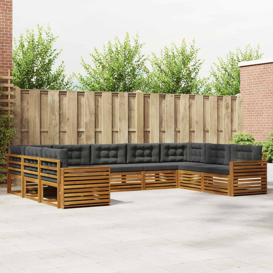 Outdoor Sofa Set 9 pcs 9-Seaters Natural and Anthracite