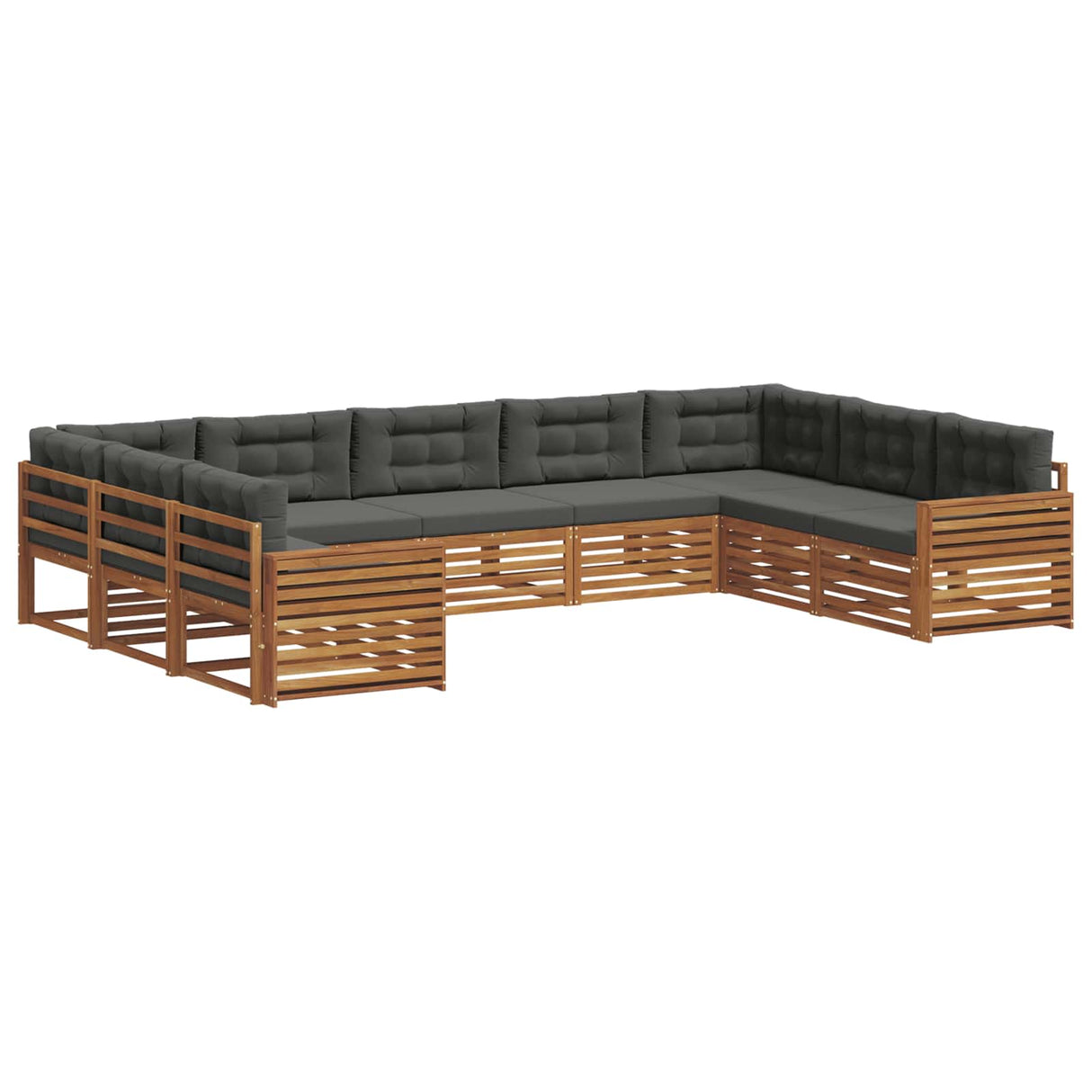 Outdoor Sofa Set 9 pcs Natural and Anthracite Solid Acacia Wood