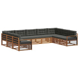 Outdoor Sofa Set 9 pcs Natural and Anthracite Solid Acacia Wood