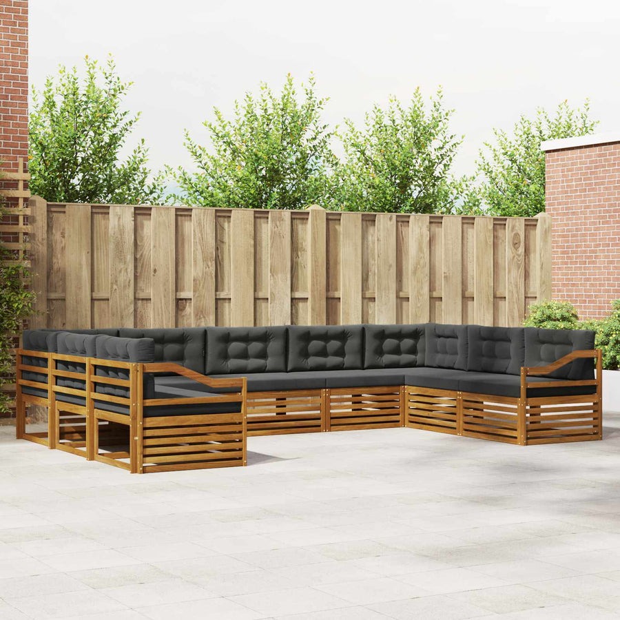 Outdoor Sofa Set 9 pcs 9-Seaters Natural and Anthracite
