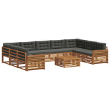 Outdoor Sofa Set with Cushion 10 pcs Natural and Anthracite - Front View
